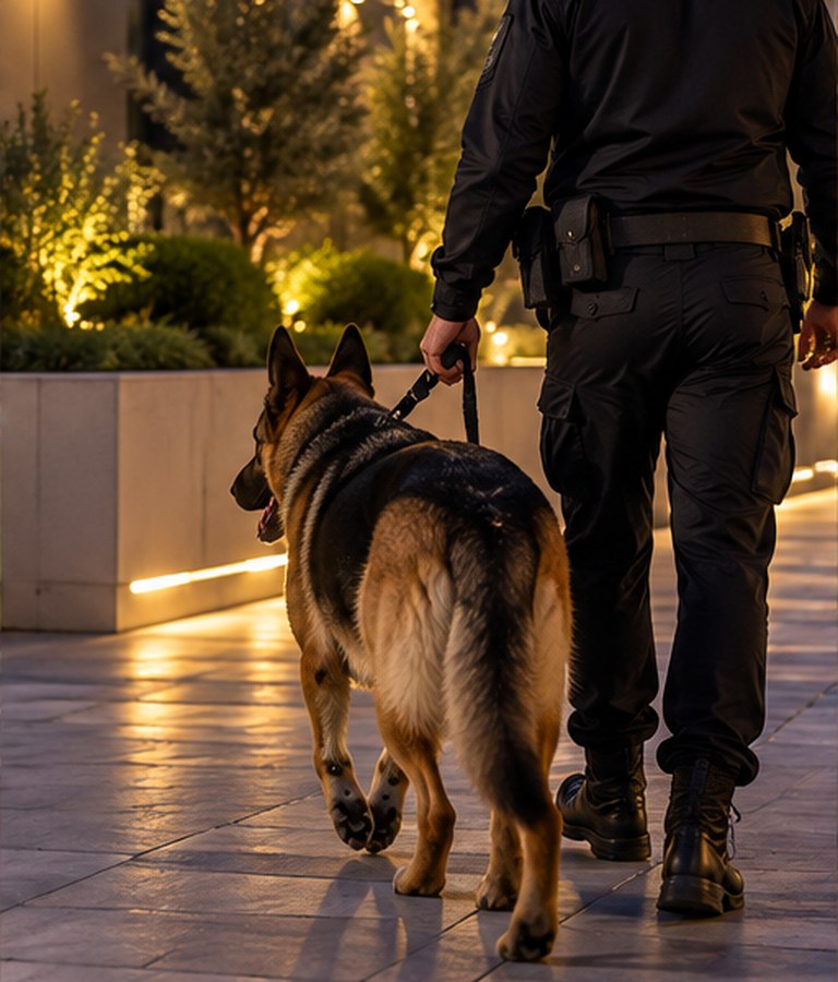 Security dog patrols